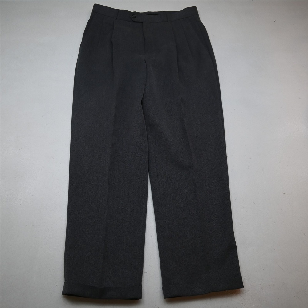 Vtg Y2K 2000s 32x30 Gray Pleated Cuffed Baggy High Waist Dress Mens Pants